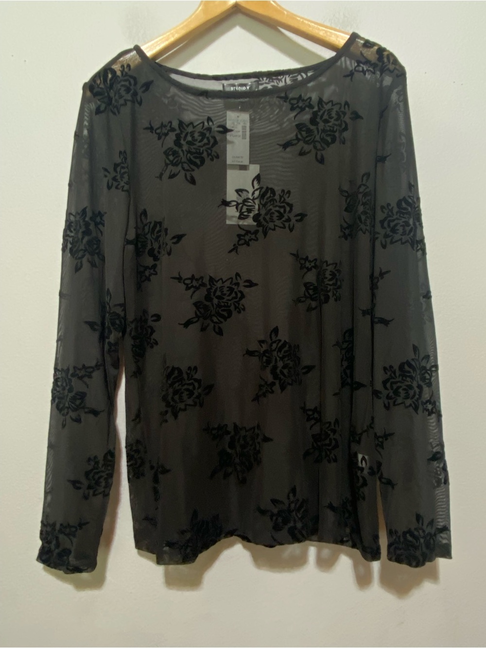 NEW Studio Y Fairy Whimsigoth Velvet Burnout Sheer Mesh Top Size XL Grunge Punk